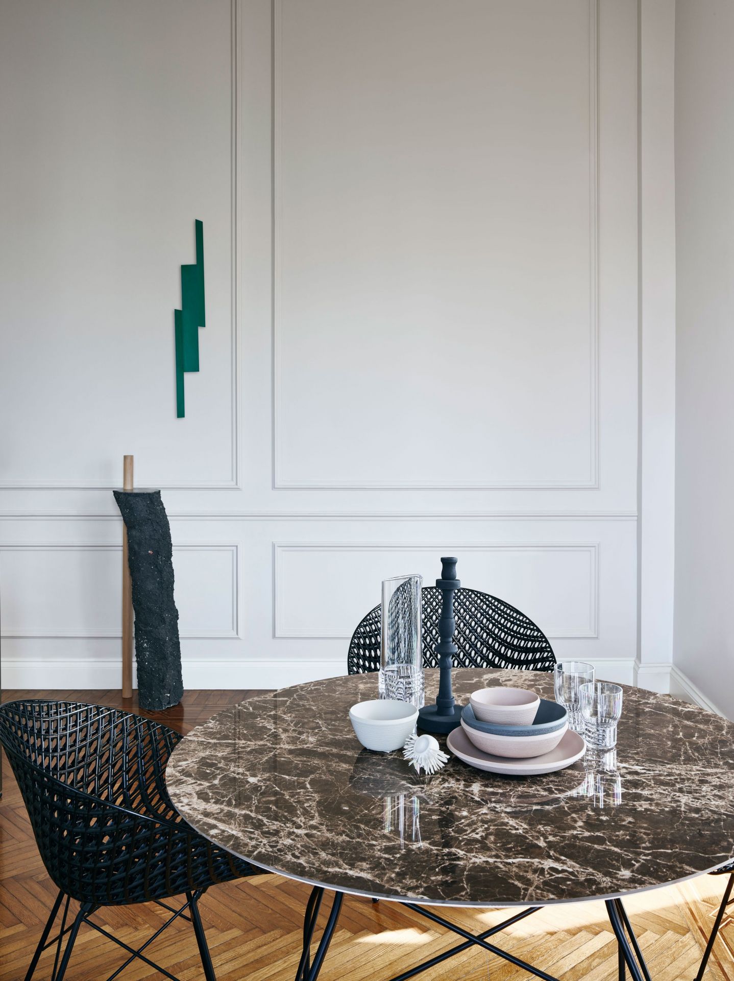 Glossy Table Marbled Stoneware Kartell